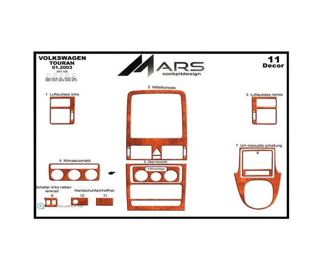 Volkswagen Touran Torpido Kaplama 2003-2009 11 Parça Maun