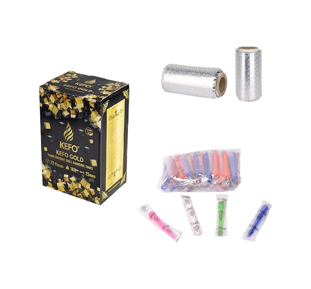Kefo Gold Nargile Kömürü + 50 Adet Sipsi+ Rulo Folyo