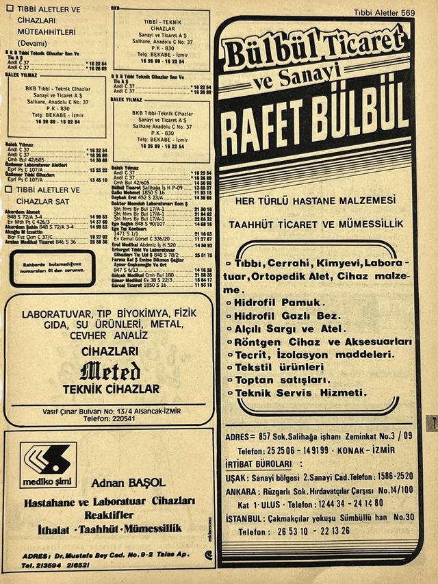 İzmir 1982-1983 Meslek Reklam İlanı Efemera S569 Teşhir Ürün