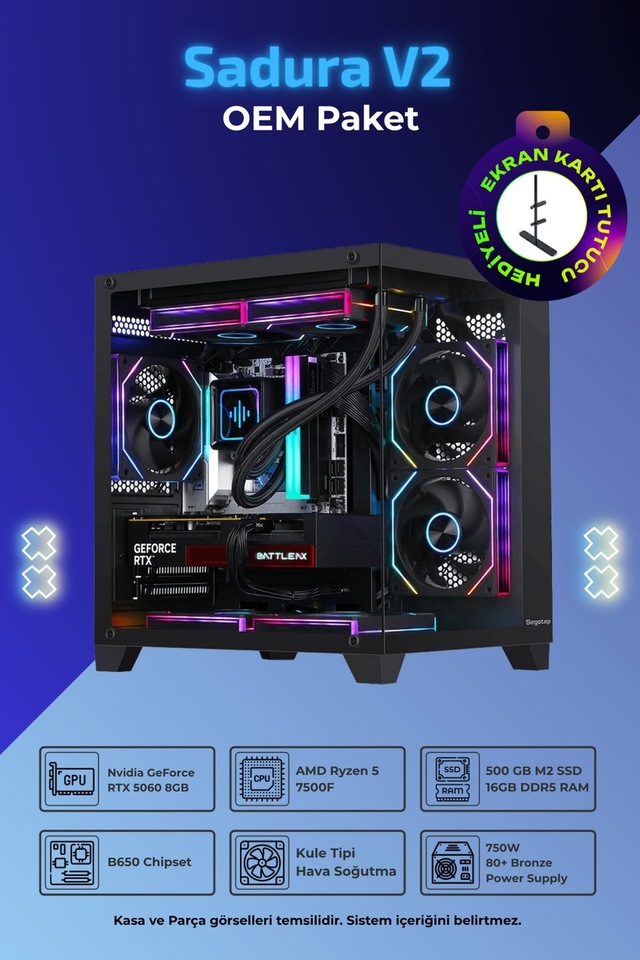 İnce Hesap IH Sadura V2 Ryzen 5 7500F RTX 5060 16GB RAM 500GB SSD
