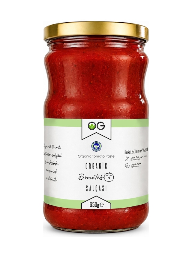 OG natural Organik Tuzsuz Domates Salçası 650 Gr Domates