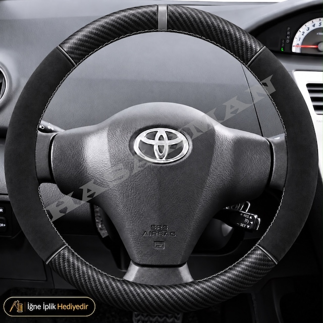 Toyota Auris E150 Dikme Direksiyon Kılıfı Alcantara Süet Mat Karbon Gri Yüzük Ve Dikiş -comfort-yanı/altı Gri Tipler 2010-2012
