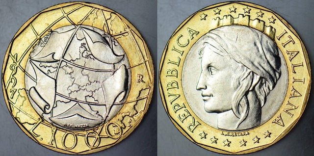 İtalya 1000 Liret 1997 Bimetal Çil.