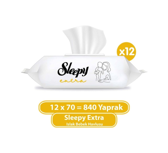 Sleepy Extra Islak Bebek Havlusu 12 X 70'Li