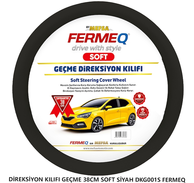 Direksiyon Kılıfı Geçme 38cm Soft Dkg001 Fermeq SİYAH