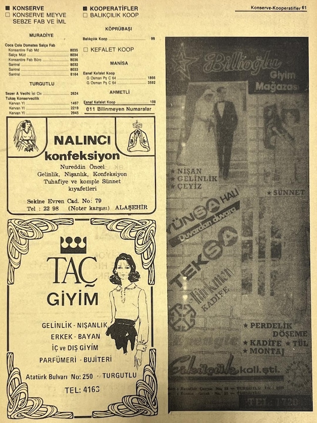 Manisa 1987 Meslek Reklam İlanı Efemera S-61 Teşhir Ürün
