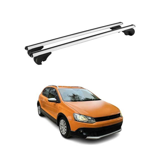 Vw Polo V Hatchback 2009-2017 Arası Uyumlu Port Bagaj Taşıyıcı Ara Atkı Alüminyum Gümüş 2 Parça