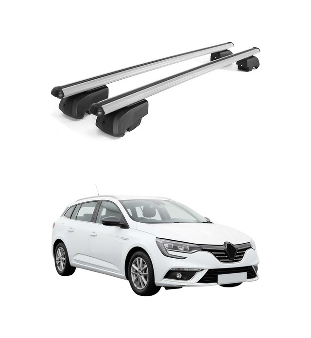 Renault Megane Iv Grandtour 2016-2024 Arası Uyumlu Port Bagaj Taşıyıcı Ara Atkı Alüminyum Gümüş 2 Parça
