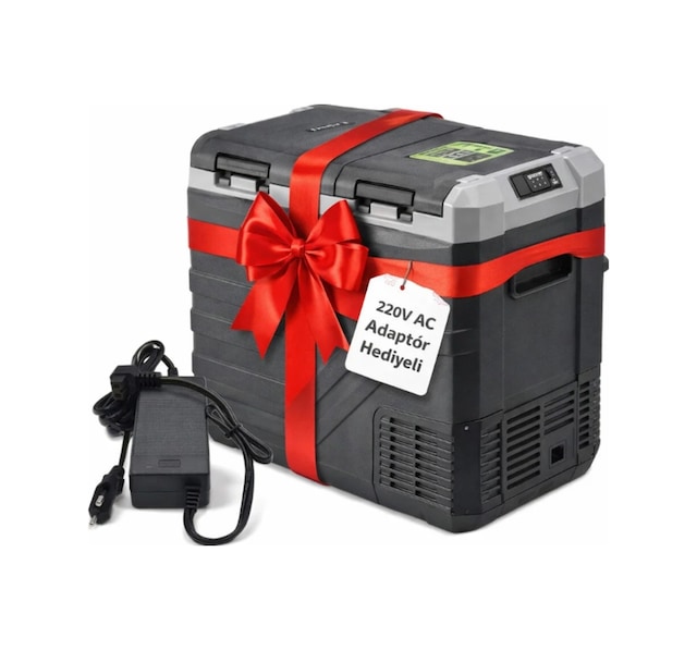Ahmet Otomotiv Demmon 50 Litre Çift Kapak Oto Buzdolabı 12v 24v 220v Adaptör Hediyeli