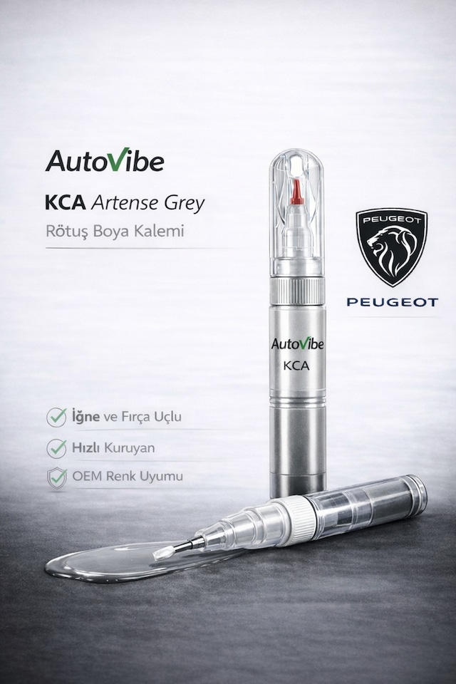 Peugeot Rötuş Boyası Ve Rötuş Çeliği Seti Kalemi Kca Artense Grey Artense Gri 2si1arada Çizik Giderici