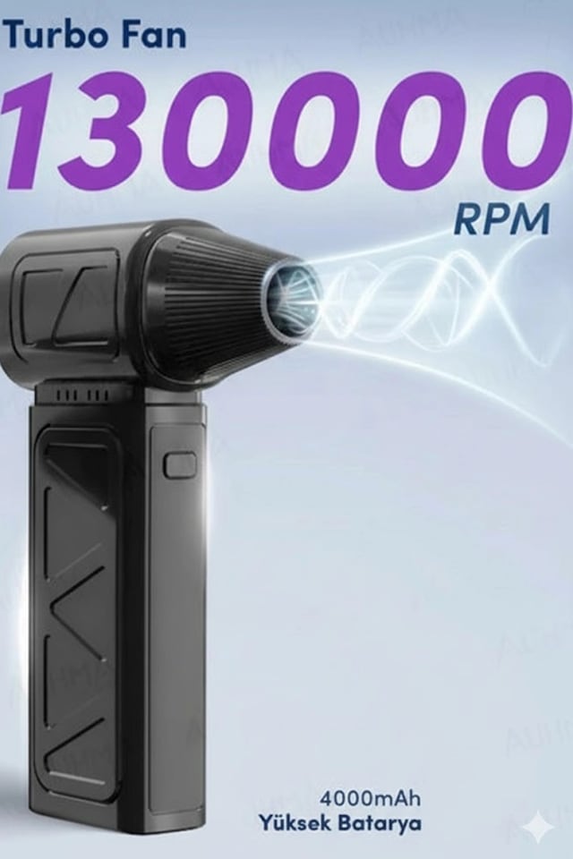 Mini Turbo Fan 130.000 Rpm Şarjlı 8000 Mah Batarya 4 Vitesli Taşınabilir Elektrikli Hava Üfleyici Kompresörü Çok Renkli
