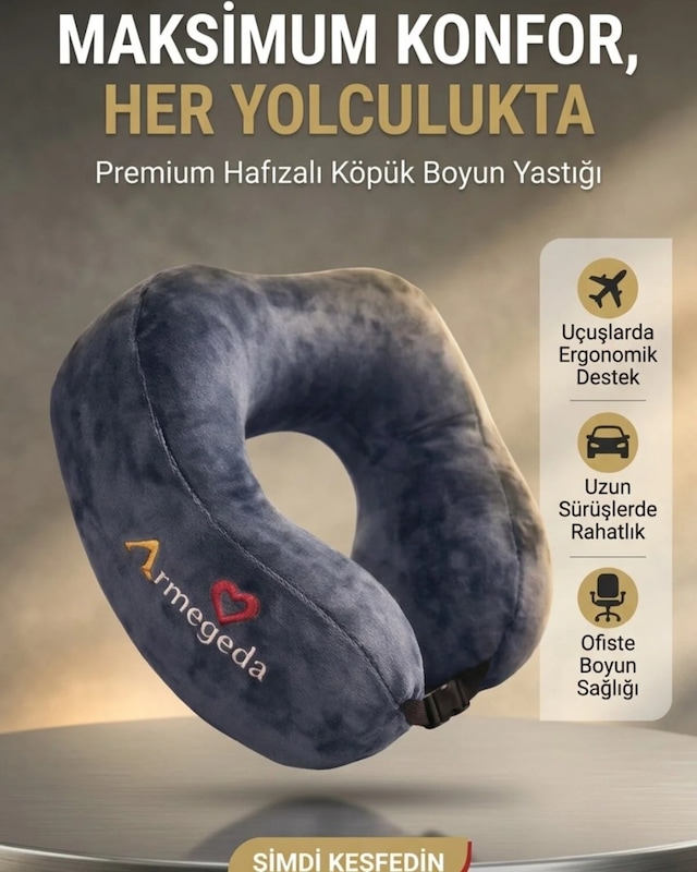 Kalpli Armegeda Visco Seyahat Yastığı 212 Özel 14 Şubat Serisi Mor Antrasit