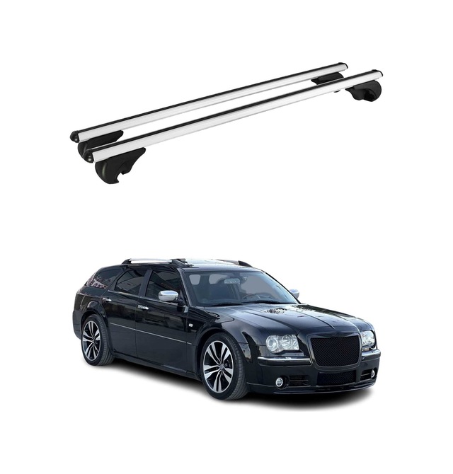 Chrysler 300c Station Wagon 2004-2010 Arası Uyumlu Port Bagaj Taşıyıcı Ara Atkı Alüminyum Gümüş 2 Parça