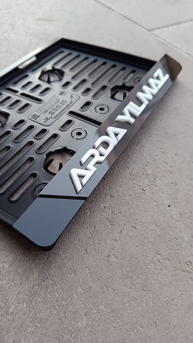 Lüx Motorsiklet Plakalığı - İsme Özel 3d Kabartma Gri Motor Plakalığı İsimli Motor Plakalık