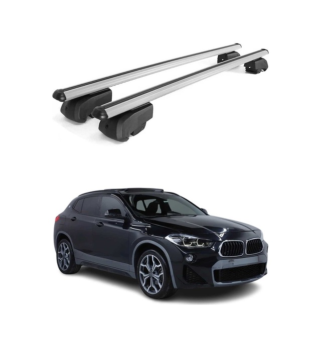 Bmw X2 F39 2018-2023 Arası Uyumlu Port Bagaj Taşıyıcı Ara Atkı Alüminyum Gümüş 2 Parça