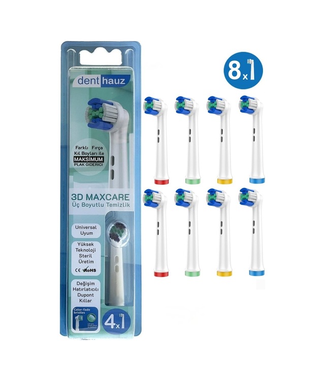 3d Maxcare - 3 Boyutlu Temiizlik Oral B Şarjlı Diş Fırçası Yedek Başlığı - 8 Adet Yedek Başlık