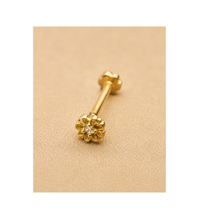 14 Ayar Altın Minimal Çiçek Model Taşlı Tragus Küpe Piercing
