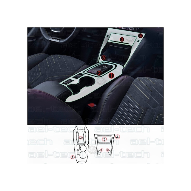 Peugeot 208 Ve E-208 Uyumlu Vites Etrafı Piano Black Tpu Koruyucu