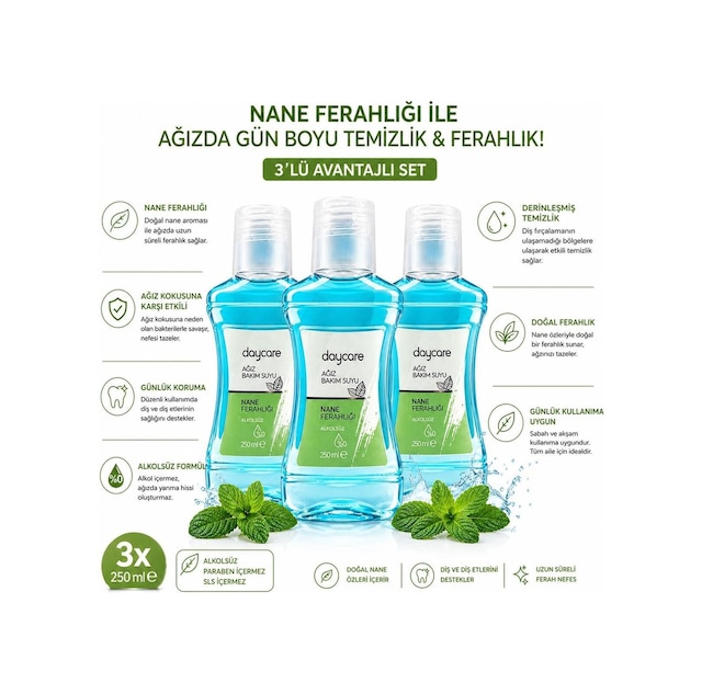 Alkolsüz Ağız Bakım Suyu 290 Ml 3'lü