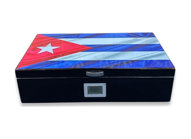 Lubinski İtaly Cuban Flag Humidor Puro Kutusu Siyah 80's