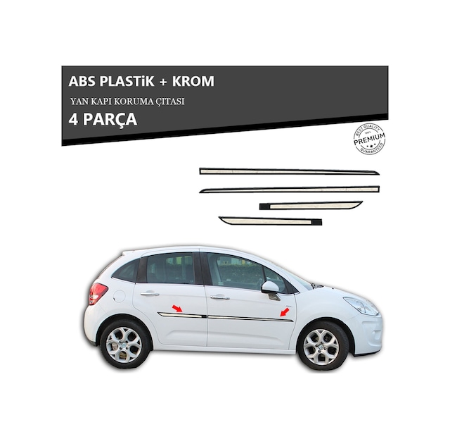 Cıtroen C3 2010-15 Yan Kapı Koruma Çıtası Plastik + Krom Unvrslppkçt00066
