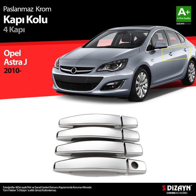S-Dizayn Opel Astra J Krom Kapı Kolu 4 Kapı 2010 Üzeri A Kalite