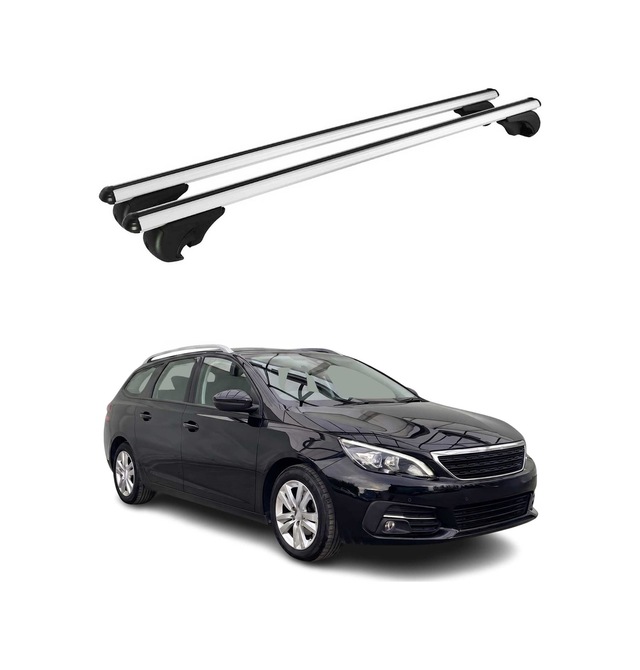 Peugeot 308 Iı Station Wagon 2013-2021 Arası Uyumlu Port Bagaj Taşıyıcı Ara Atkı Alüminyum Gümüş 2 Parça