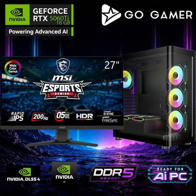 Go Gamer AE208DP Ryzen 5 7600 RTX 5060 TI 16GB RAM 512GB SSD