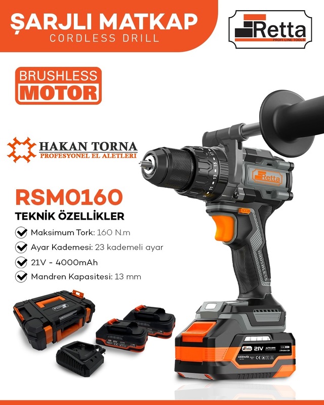 Retta Şarjlı Darbeli Matkap Vidalama 160nm 21v 4ah