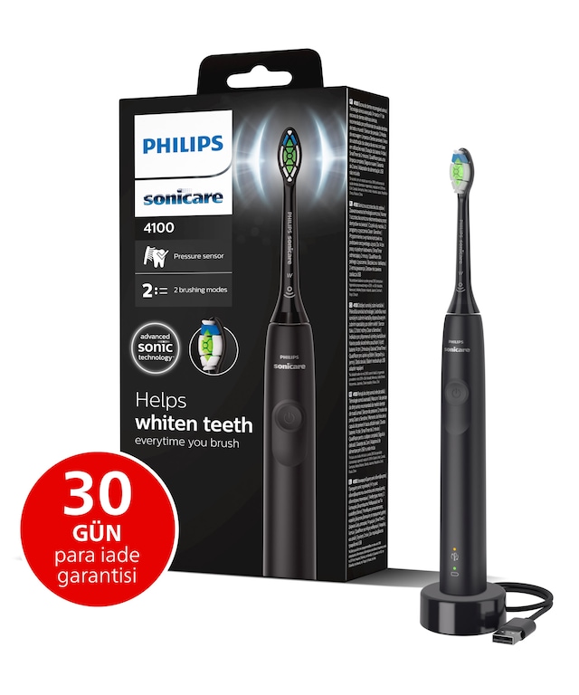Philips Sonicare 4100 Serisi Sonic Şarjlı Diş Fırçası Siyah - HX3681/54 - Temizleme-Hassas Mod-14 Gün Pil Süresi