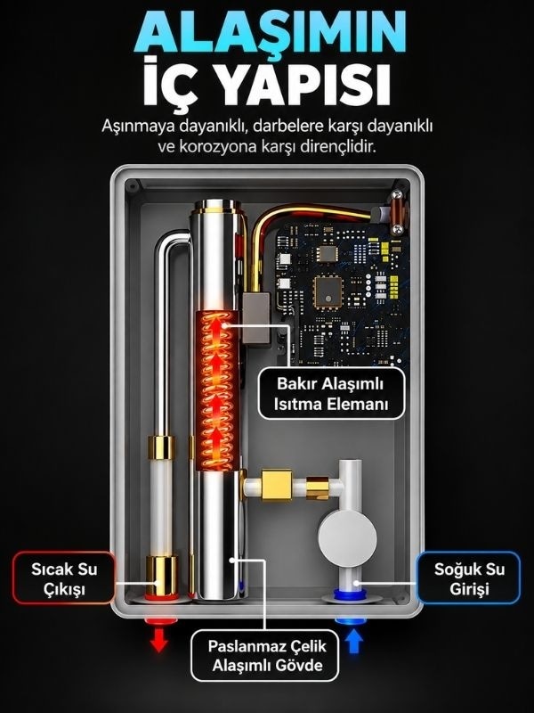 Zn-70 Elektrikli Anlık Su Isıtıcısı 7000w 220v Ipx4 Su Geçirmez Ev Kullanımı İçin