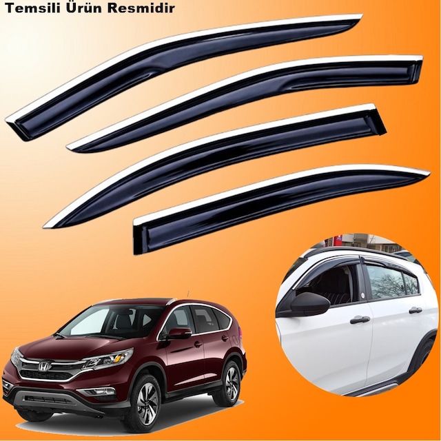 Honda Crv Mügen Cam Rüzgarlığı Abs Krom Nikelajlı Cam Rüzgarlığı 2013-2018 Arası 4 Lü Set