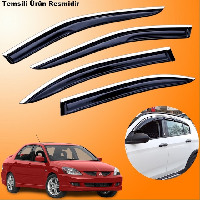 Mitsubishi Lancer Sedan Mügen Cam Rüzgarlığı Abs Krom Nikelajlı Cam Rüzgarlığı 2004-2008 Arası 4 Lü Set