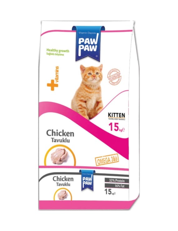 Paw Paw Kitten Tavuklu Yavru Kedi Maması 15 KG