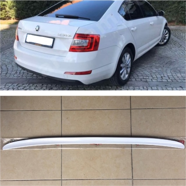 Skoda Octavia Bagaj Üstü Spoiler Bagaj Çıtası Parlak Beyaz