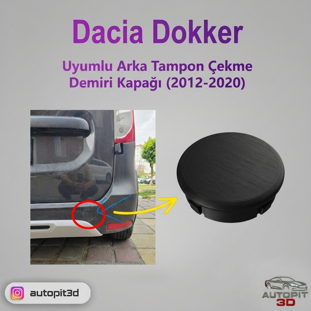 Dacia Dokker 2012-2020 Uyumlu Arka Tampon Çeki Demiri Kapağı