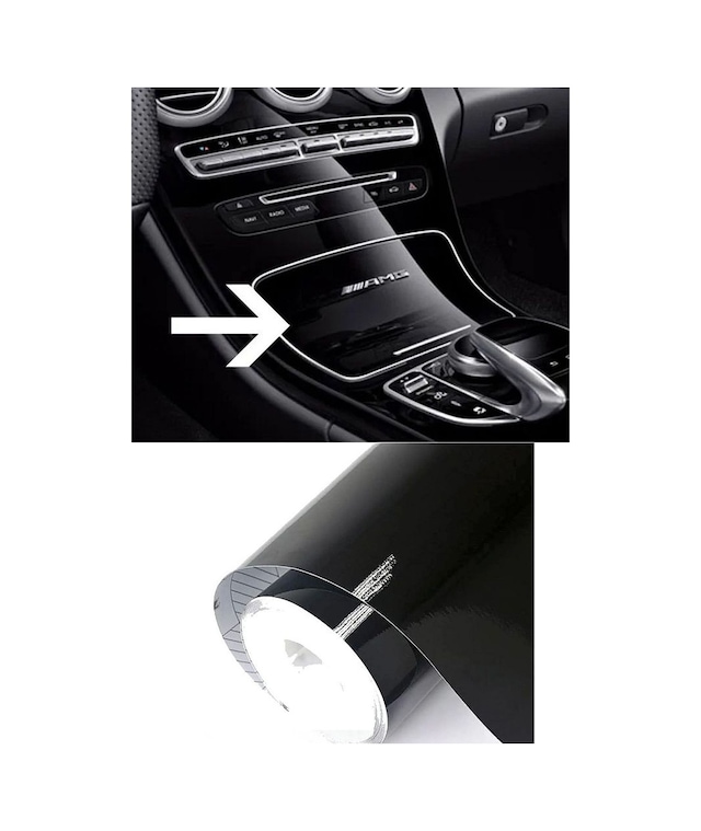 Parlak Siyah Folyo Hava Kanallı Araç Döşeme Kaplama Folyosu Siyah 30 Cm X 1 Metre Piano Black Folyo