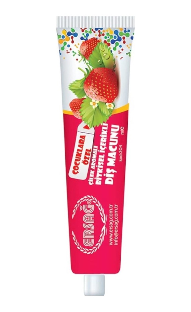 Ersağ Çilek Aromalı Bitkisel İçerikli Çocuk Diş Macunu 75 G