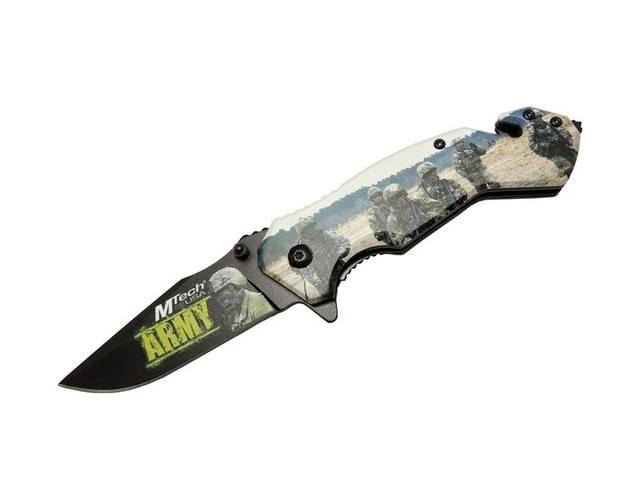 Mtech 4 23 3 Army Kurtarma / Kamp Çakı 20cm - Yarı Otomatik, Kemerlikli, Cam Kırma Ve İp Kesme