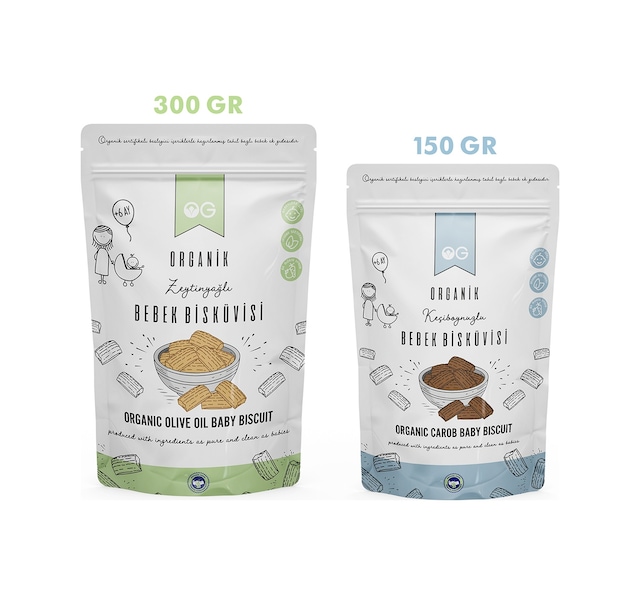 OG natural Organik Keçiboynuzlu ve Zeytinyağlı Bebek Bisküvi Seti +6 Ay