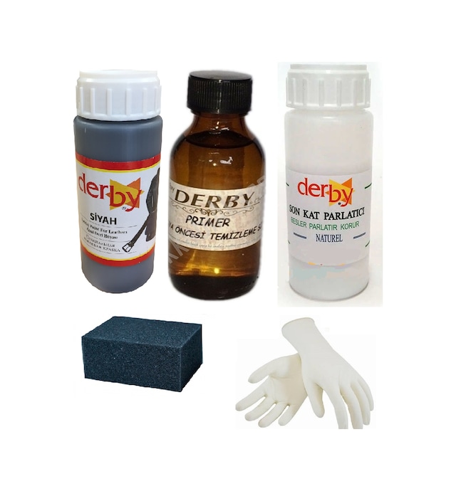 Derby 100 Ml Deri-Koltuk-Mont Boyası Set Naturel-Siyah