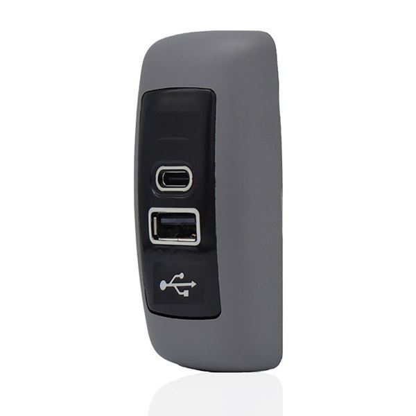 Usb Şarj Düz Tip Gri + Siyah Gövde Mavi Led 12v/24v 1