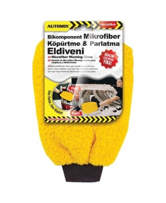 Bikomponent Mikrofiber Köpürtme ve Parlatma Eldiveni Sarı