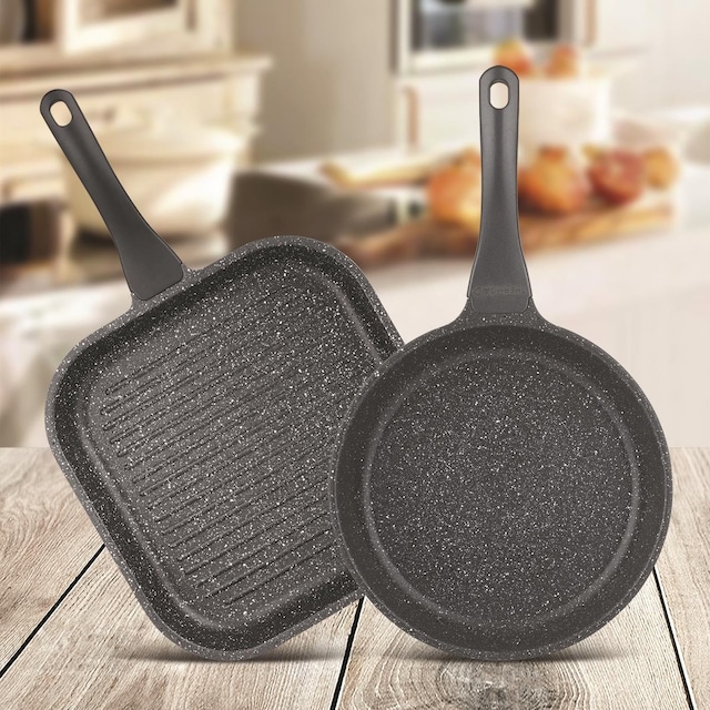 Thermoad Frapan 2'li Tava Seti 28 CM Grill ve 26 CM Gri