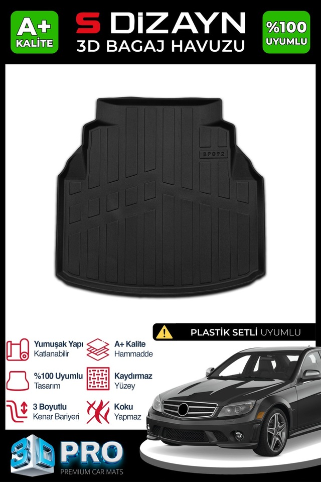 S-dizayn Mercedes C180 W204 3d Pro Bagaj Havuzu 2007-2014 A+ Kalite