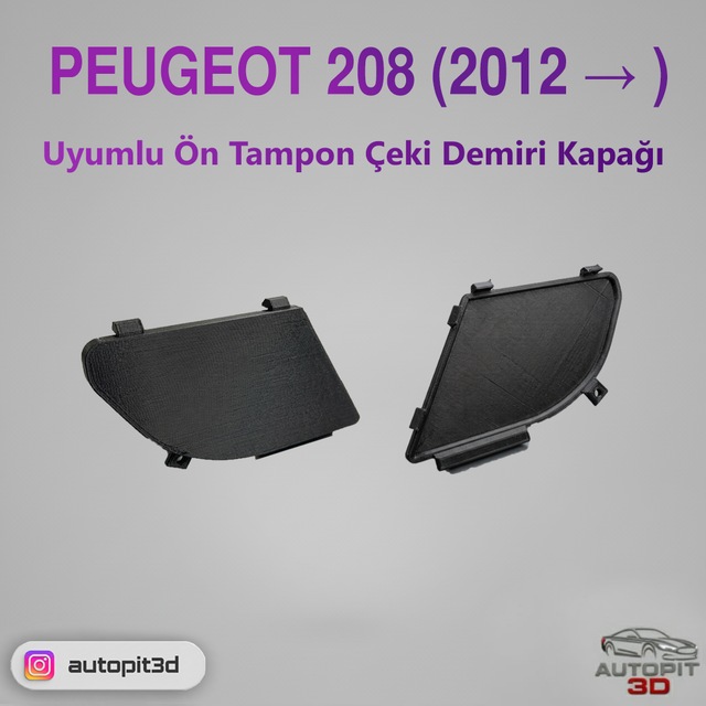 Peugeot 208 2012 Uyumlu Ön Tampon Çeki Demiri Kapağı