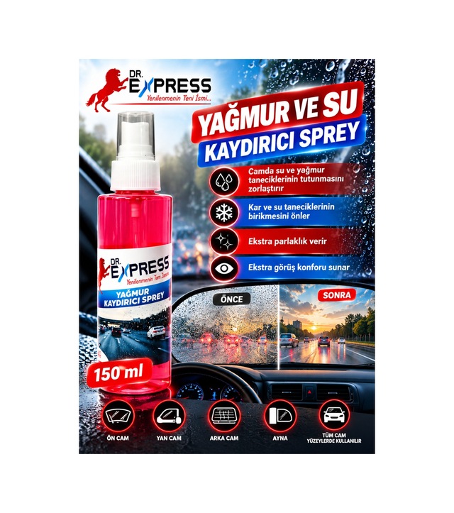 Yağmur Ve Su Kaydırıcı Sprey Cam Su İtici Kaydırıcı 150 Ml Kolay Pratik Etkili Sonuç Hızlı Etkili - 603122399