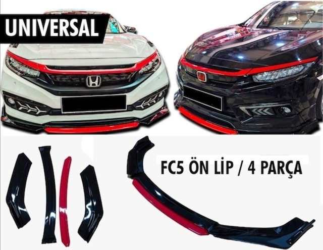 Universal 4 Parça Lip Piano Black Kırmızı Dilli