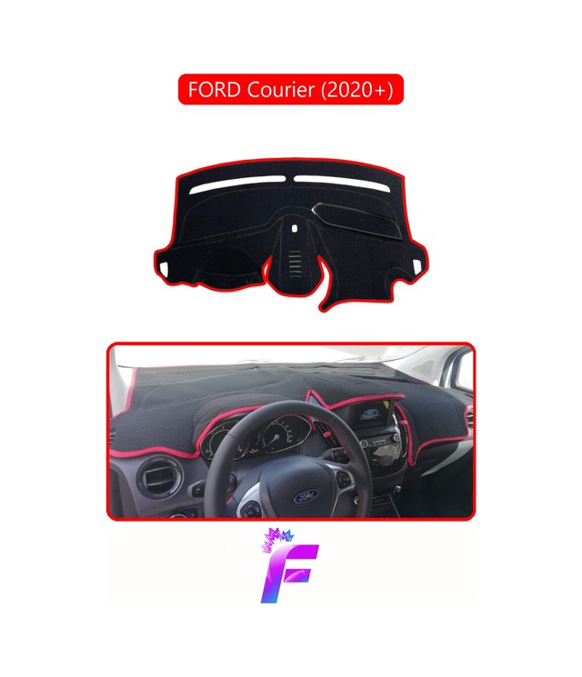 Ford Courier 2020+ Ekranlı Torpido Örtüsü Güneşten Korur Kolay Montaj Tam Uyum E93 Torpido Halısı