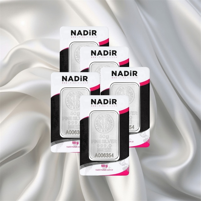 Leva Gold 50 Gr Nadir Gümüş Külçe 5 Adet
